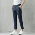 thumbnail image 4 of Pantalones de traje negros para hombre, pantalones rectos de verano para hombre, pantalones cortos, novedad en ropa de lujo, elegante, fina, informal, para el trabajo, baratos, 4 of 5