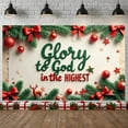 thumbnail image 6 of Christmas Theme Christmas Banner Religious Religious Banner Green Lettering Red Ornaments Glory to God Banner for Christmas Party Church Service Religious Gathering, 6 of 7
