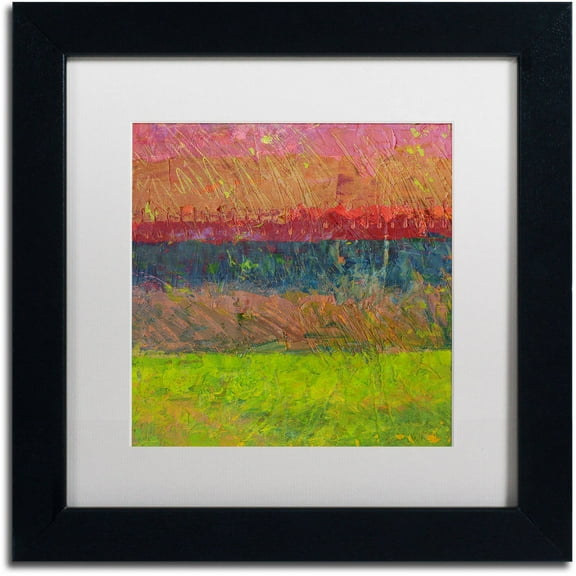 Trademark Fine Art "Lake and Hills" Canvas Art by Michelle Calkins, White Matte, Black Frame