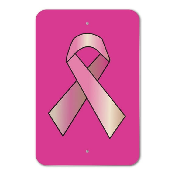 Breast Cancer Awareness Pink Support Ribbon Home Business Office Sign - Plastic - 12" x 8" (30.5 cm x 20.3cm)