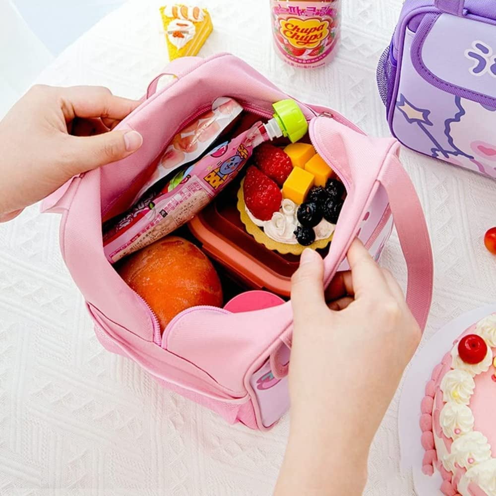 Cute Lunch Bag for Women Girls Japanese Anime Insulated Cooler Kawaii Lunch Box for Kids Teens Preschool High College School Student Brown bear