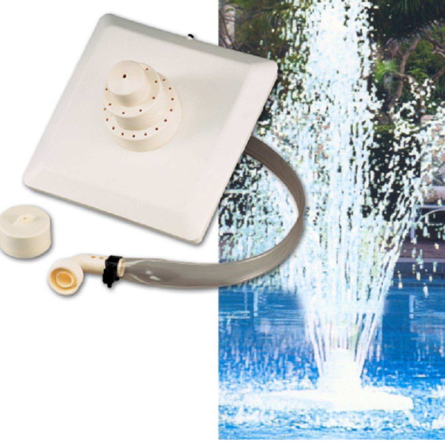 WIKCOVER Floating Outdoor Pool Fountain | Adjustable Height Up to 16' Feet | Decorative Three Tier Grecian Fountain | for Above Ground or Inground Swimming Pools | White