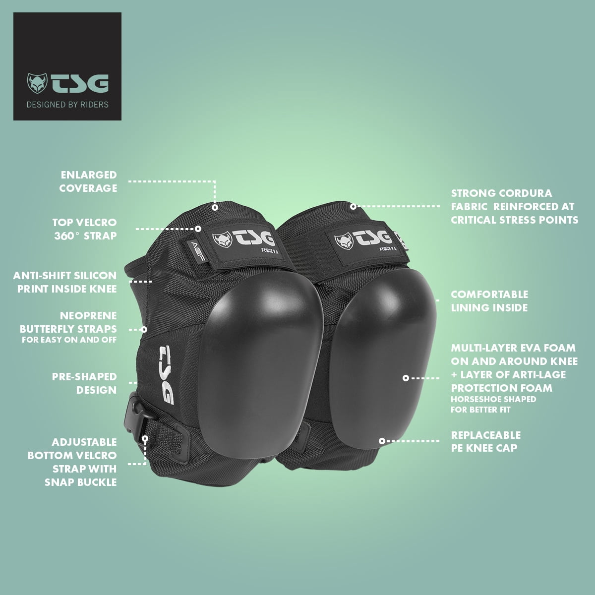 TSG Force V A Knee Pads, Hardshell, Impact Foam, Certified, Sizes S-XL, Skating