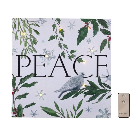 LumaBase Battery Operated Lighted Wall Art - Peace