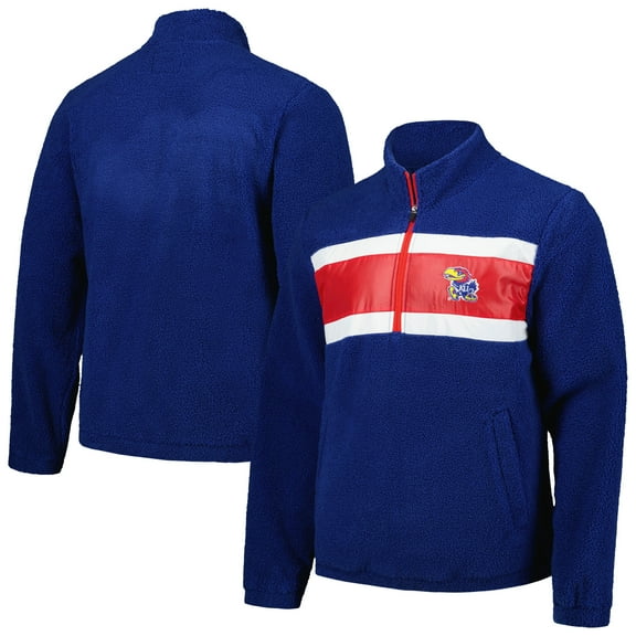 Men's G-III Sports by Carl Banks Navy Kansas Jayhawks Pinch Runner Half-Zip Top
