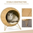 thumbnail image 3 of PawHut 20.5" Rattan Cat Bed, Wicker Elevated Round Condo for Comfort and Circulation with Cushion, 3 of 9