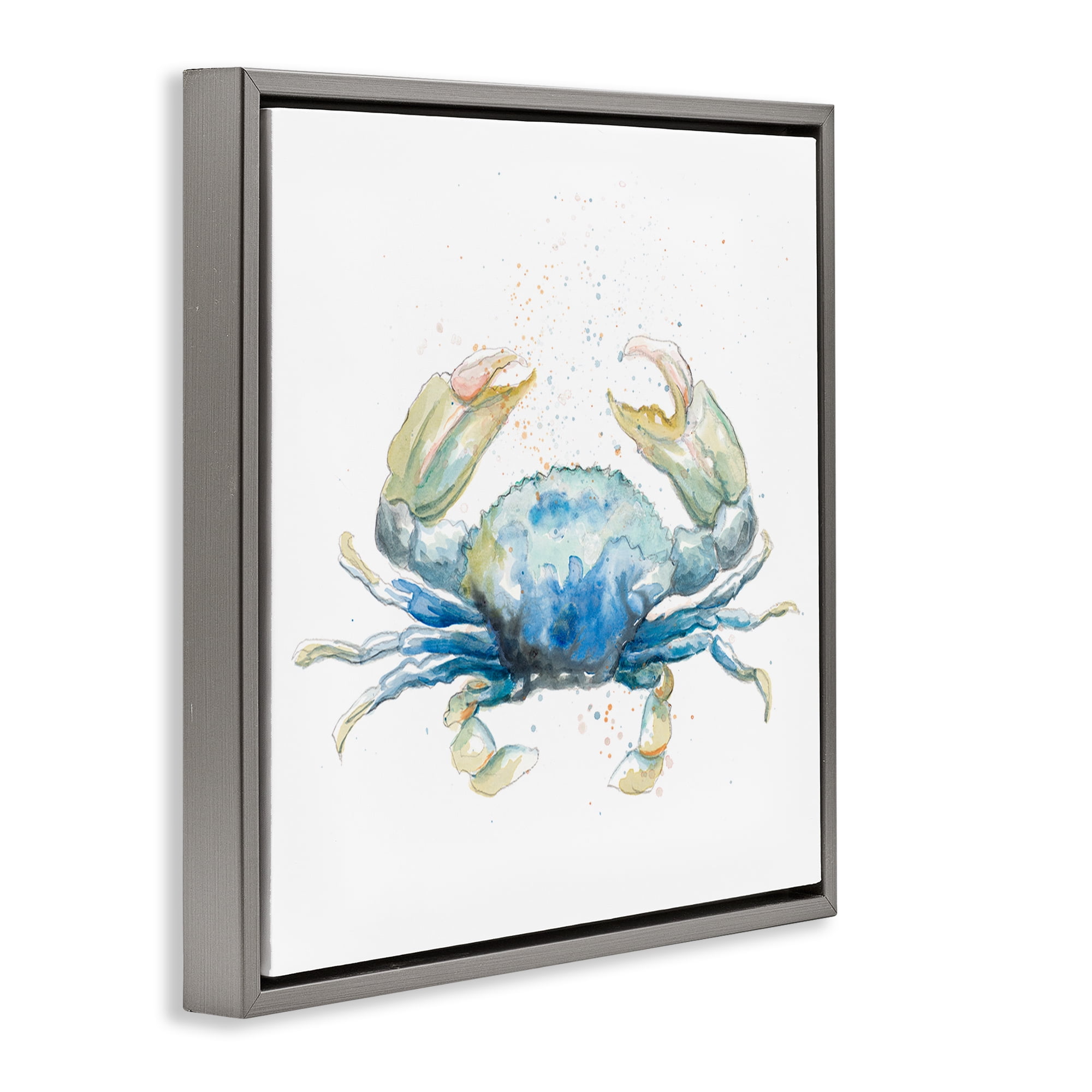 Stupell Industries Modern Speckled Crab Animals & Insects Painting Gray Floater Framed Canvas Art Print Wall Art, 18 x 18
