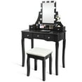 thumbnail image 2 of Patiojoy Coiffeuse à DEL Table de Maquillage Bureau avec Tiroirs et Tabouret Rembourré Noir, 2 of 10