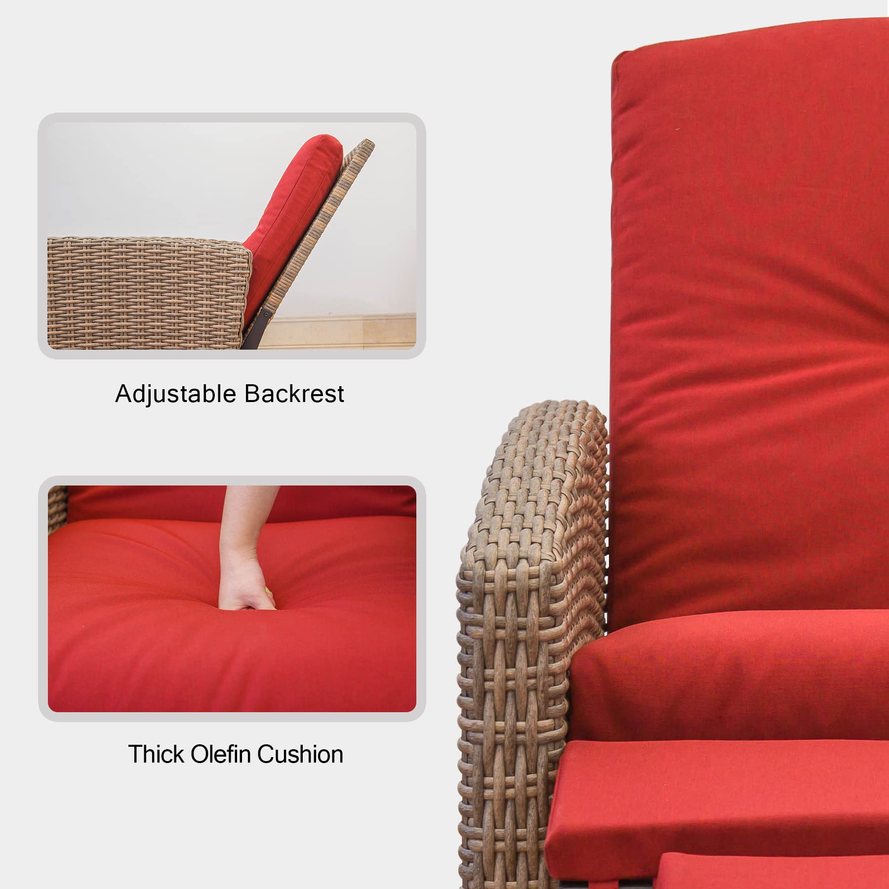 Domi Indoor & Outdoor Recliner, All-Weather Wicker Reclining Patio Chair - image 3 of 8