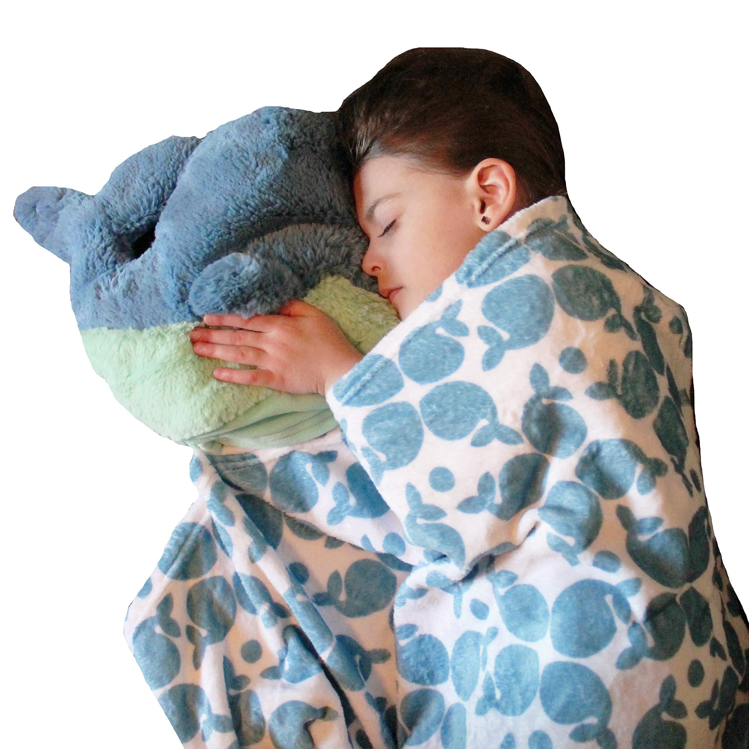 Kids Preferred Rise & Shine Sleepy Stuffs Whale Plush Stuffed Animal Blanket 
