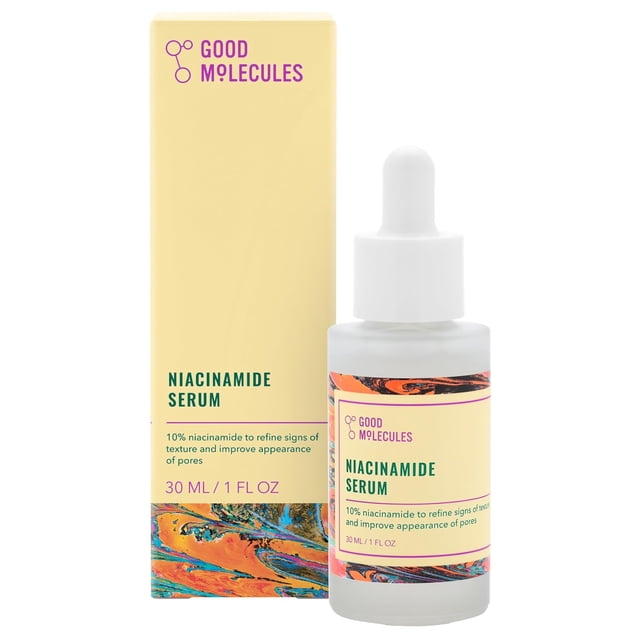 2 PACK 1 Fl Oz Good Molecules Suero de niacinamida - Suero facial B3 equilibrante de niacinamida al 10% para acné, tono, textura, iluminador e hidratante para el cuidado de la piel para la cara