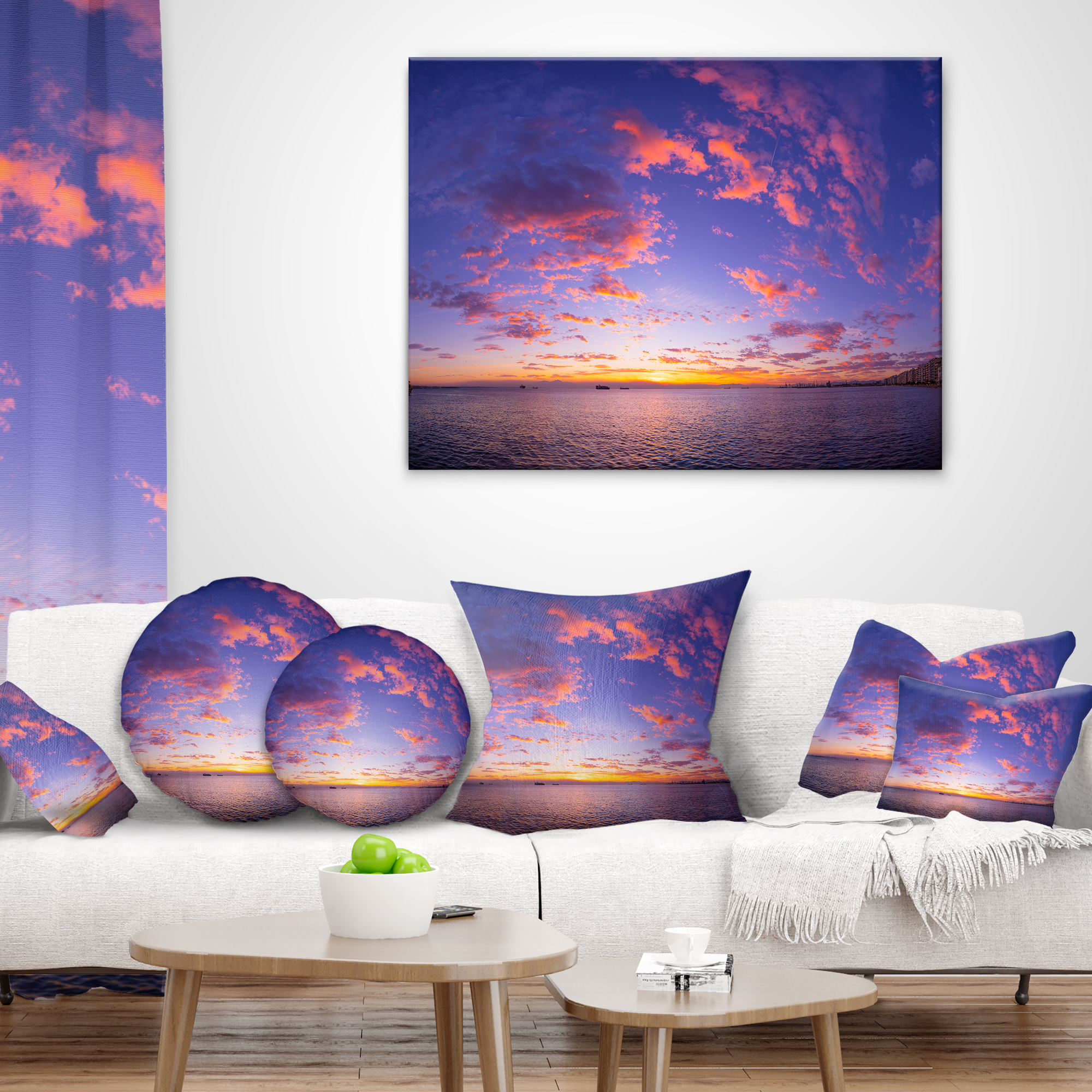 Designart Composition of Nature Beautiful Seascape - Modern Landscape Printed Throw Pillow - 18x18