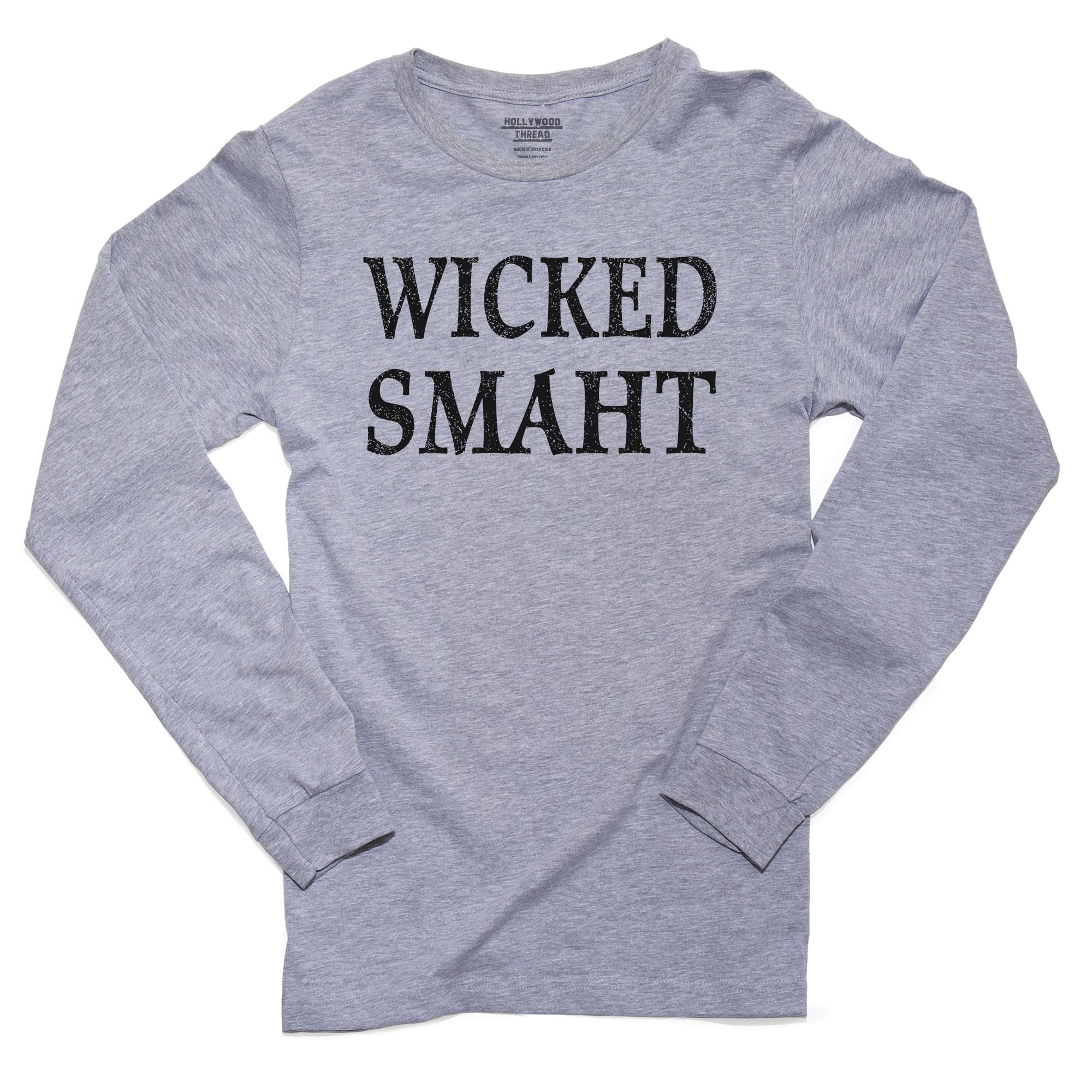 WICKED SMAHT - Wicked Smart New England Saying Men's Long Sleeve Grey T ...