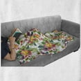 thumbnail image 5 of Floral Soft Flannel Fleece Throw Blanket, Tropical Composition of Flowers and Exotic Palm Leaves Plumeria Strelitzia, Cozy Plush for Indoor and Outdoor Use, 50" x 60", Multicolor, by Ambesonne, 5 of 5
