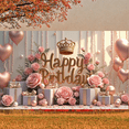 thumbnail image 6 of Rose Gold Banner Pink Roses Birthday Display Gold Crown Heart Balloons Celebration Backdrop for Birthday Party Women's Birthday Princess Theme Party, 6 of 9