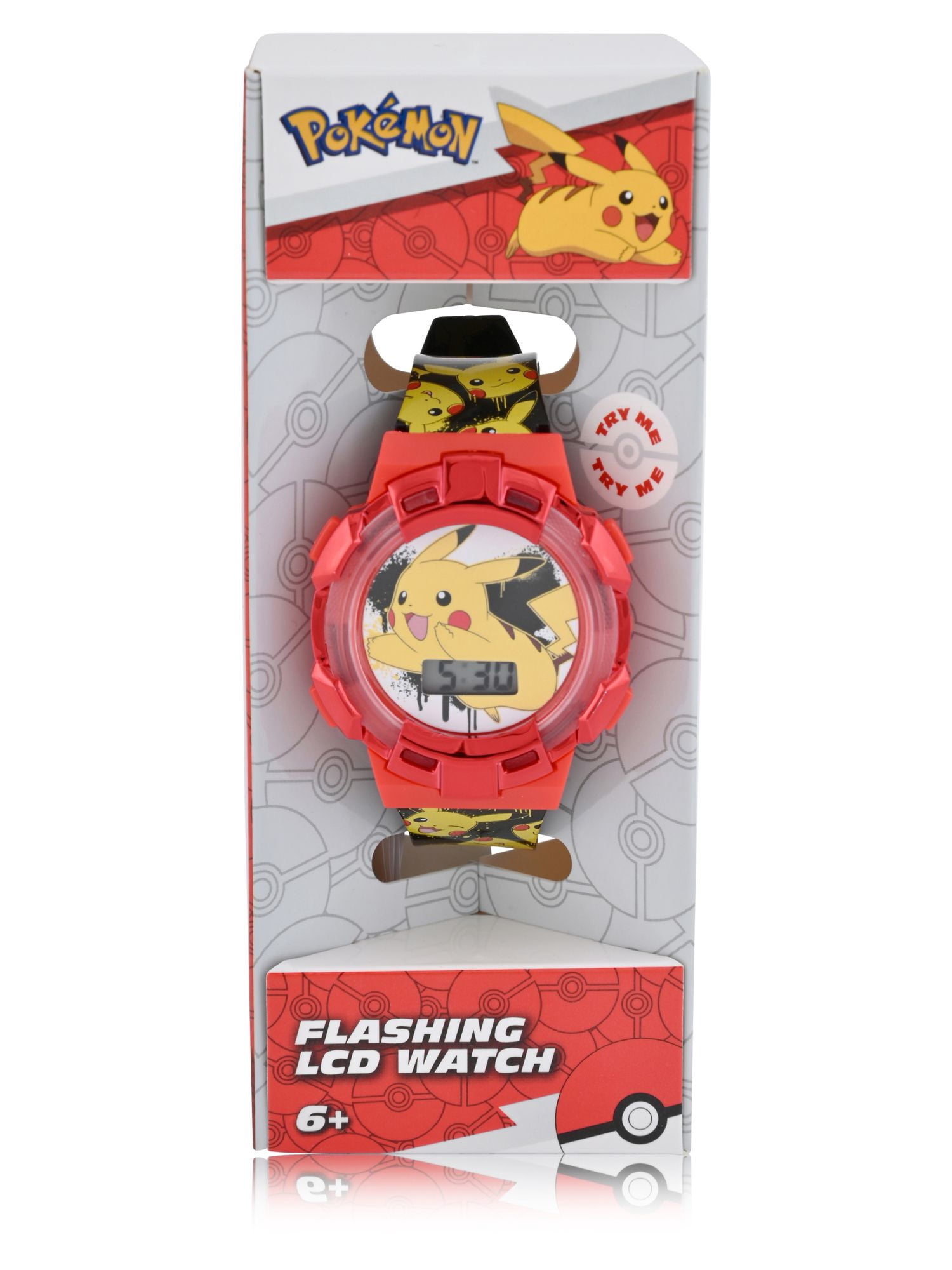 Pikachu Kids Flashing Lights LCD Watch with Printed Strap