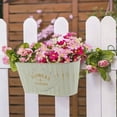 thumbnail image 6 of Keyohome 3Pcs Hanging Flower Pots,Metal Wall Planter,Iron Bucket Planter for Indoor Outdoor,Railing Hanger with Detachable Hooks,Drainage,Rustproof,off-White,10.6", 6 of 8