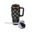 thumbnail image 6 of Thyme & Table 32oz Stainless Steel Luna Tumbler with Handle and Dual Straw Lid, Black Bow, 6 of 9