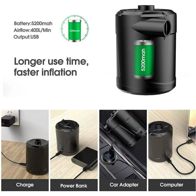 Portable Air Pump, USB Rechargeable Electric Air Pumps with Indicate Light, Quick-Fill Inflator Deflator for Air Mattress Raft Bed Boat Pool Toy, 3 Nozzles Portable Air Pump, USB Rechargeable Electric Air Pumps with Indicate Light, Quick-Fill Inflator Deflator for Air Mattress Raft Bed Boat Pool Toy, 3 Nozzles