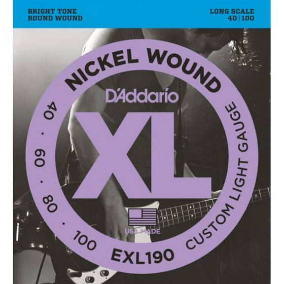 D'Addario Nickel Wound Bass Strings (Custom Light 40-100)