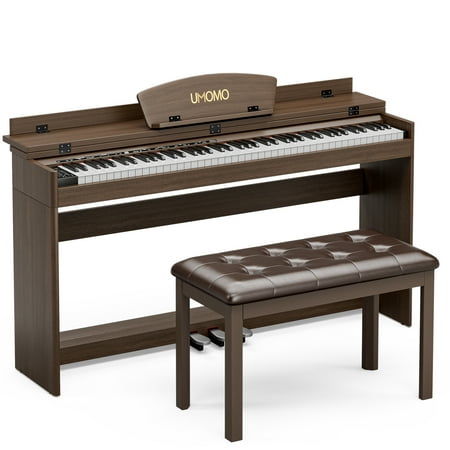 UMOMO U-710 88 Key Digital Piano Keyboard with Piano Bench, Full Size Electric Piano with Piano Stand, Headphone Jack, 3 Pedal, Electronic Piano for Beginner, Adults, Brown