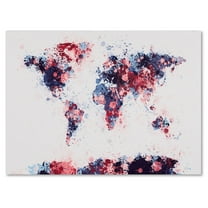 Trademark Art 'Paint Splashes World Map 3' Canvas Art by Michael Tompsett