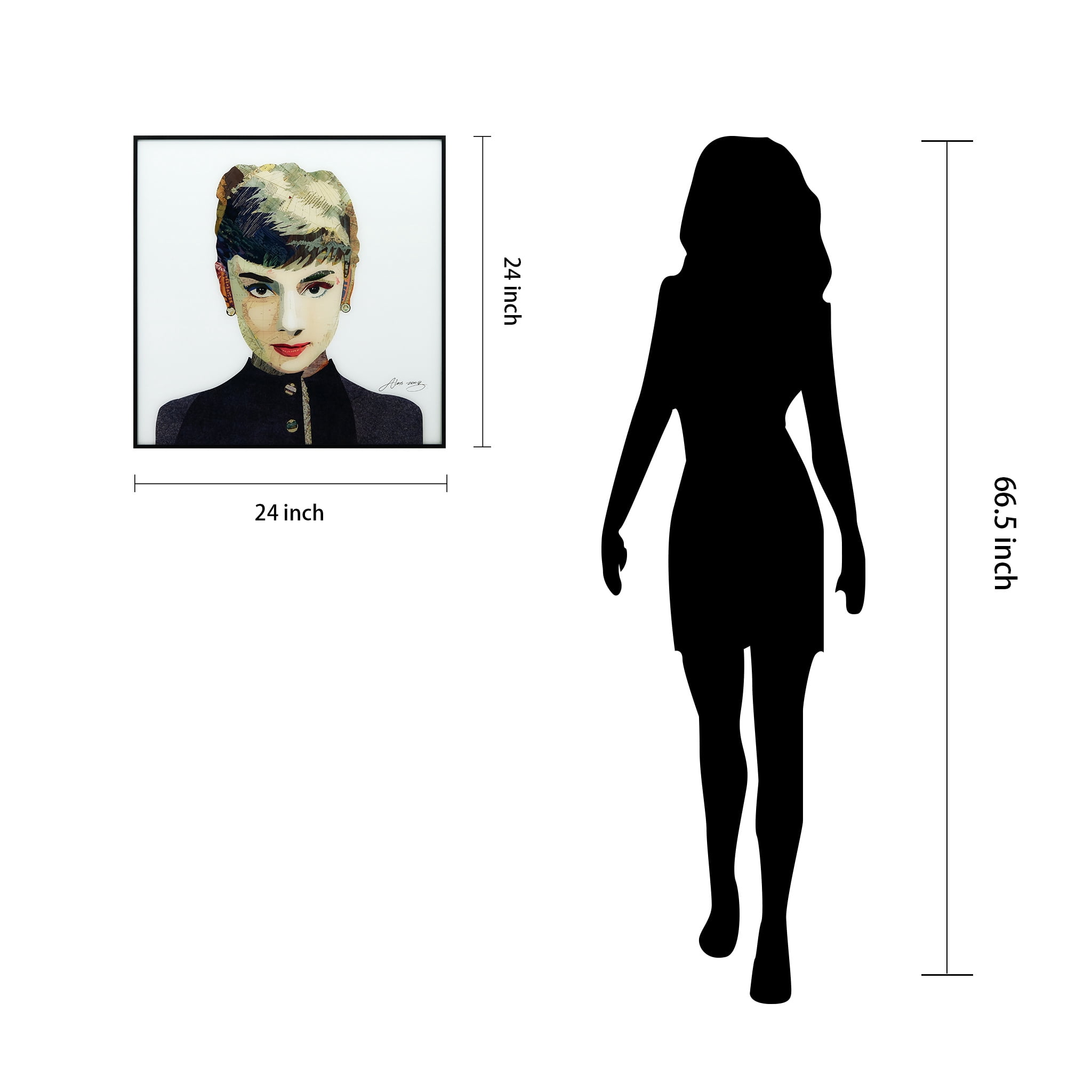 Empire Art Direct Audrey & Homage to John Printed on Glass Art with Anodized Aluminum Black Frame Wall Art, 24" x 24" each, Ready to Hang