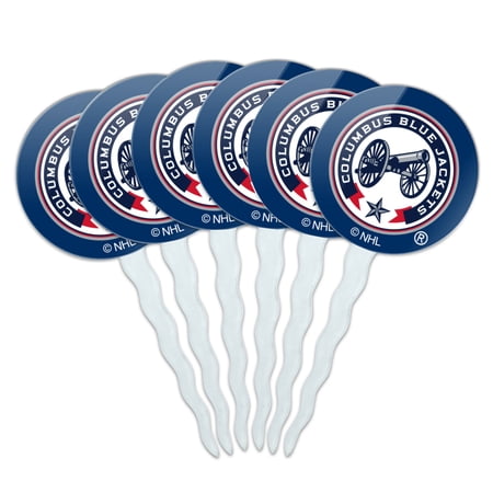 NHL Columbus Blue Jackets Logo Cupcake Picks Toppers Decoration Set of 6