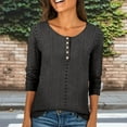 thumbnail image 2 of Blouse à Manches 3/4 en Dentelle Boutonnée - Col Rond Décontracté Chic Grande Taille pour le Travail, 2 of 6