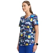 Scrubstar Women's and Women’s Plus Eeyore Print V-Neck Scrub Top, Sizes S-3XL