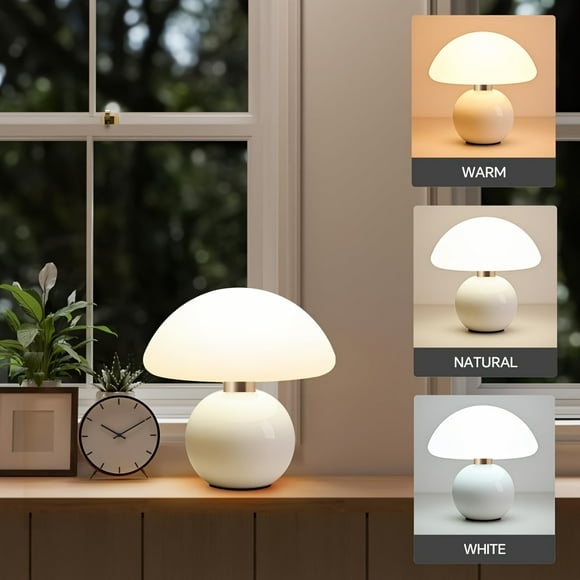 1pc Modern Elegant Touch-Control Metal Round Mushroom Table Lamp - Adjustable Color, Dimmable, USB Charging | Rechargeable Lithium Battery, Durable Plastic for Living Room, Bedroom, Study,