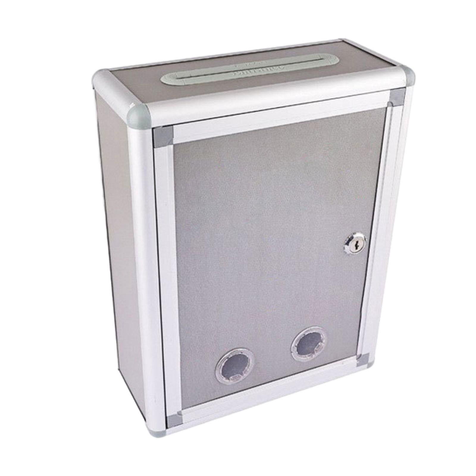 Baoblaze Wall Mount Mailbox Postbox Secure Rustproof Metal Vertical with Key Drop Box BM035 Top Input