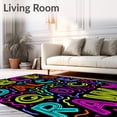thumbnail image 2 of ODIKA 3'x5' Machine Washable Non-Slip Area Rug, Dynamic Letter Recognition with Movement High Traffic Rug, Black, 689877, 2 of 7