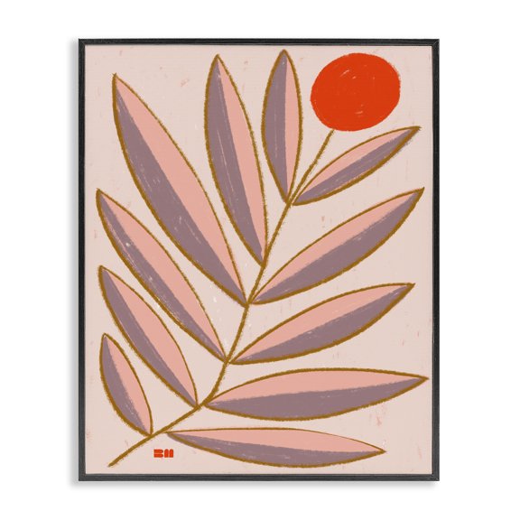 Stupell Industries Eclectic Boho Plant Leaves Black Framed Giclee Art, 16 x 20, by Birgit Maria Kiennast