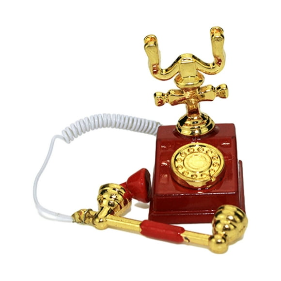 Youkk Vintage Miniature Phone Model Retro Style And Exquisite Craft Non-deforming Retro Rotary Telephone D-Red
