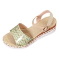 thumbnail image 6 of Women's Espadrille Wedge Sandals Ankle Strap Platform Open Toe Boho Braided Band Wedges Heels Beach Vacation Dress Shoes Light Green Size 7.5, 6 of 6