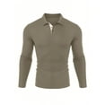 thumbnail image 2 of SANOPY Men's Cropped Long Sleeve Polo Shirts Relaxed Fit Basic Shirt Tops, 2 of 6