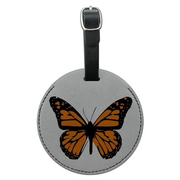 Graphics and More Monarch Butterfly Round Leather Luggage ID Bag Tag