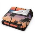 thumbnail image 2 of DouZhe Ultra-Soft Micro Fleece Lightweight Flannel Bed Blanket, Sunset Beach Coconut Trees Print Cozy Warm Throw Blankets, 60"x50", 2 of 7