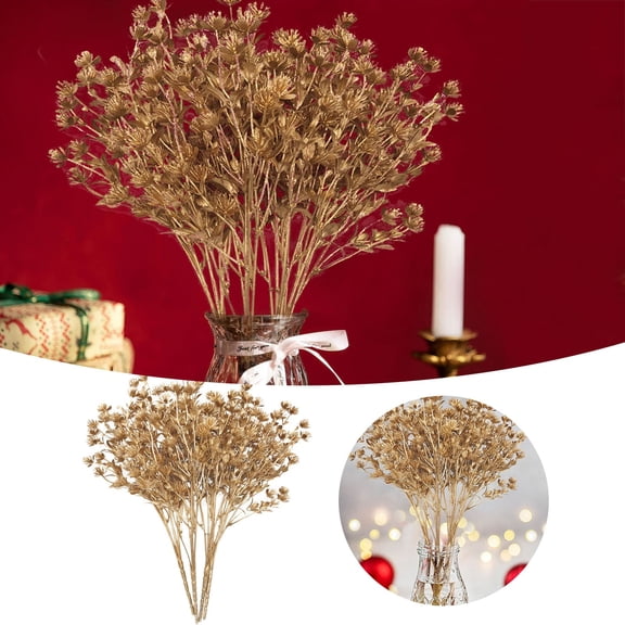 Gold Baby Breath Gypsophila Flowers for Wedding Bouquet Bridal Party Centerpieces and Indoor Home Table Hall Decorations