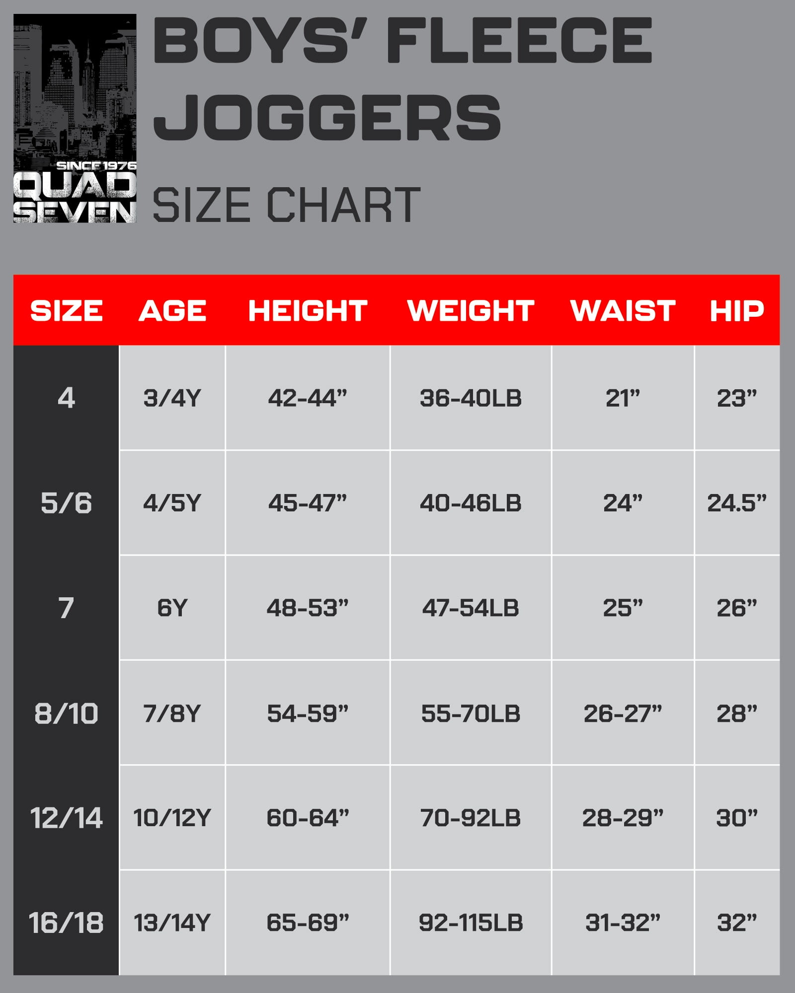 Quad Seven Boy’ Sweatpants – 4 Pack Active Fleece Joggers (Size: 8-18 ...