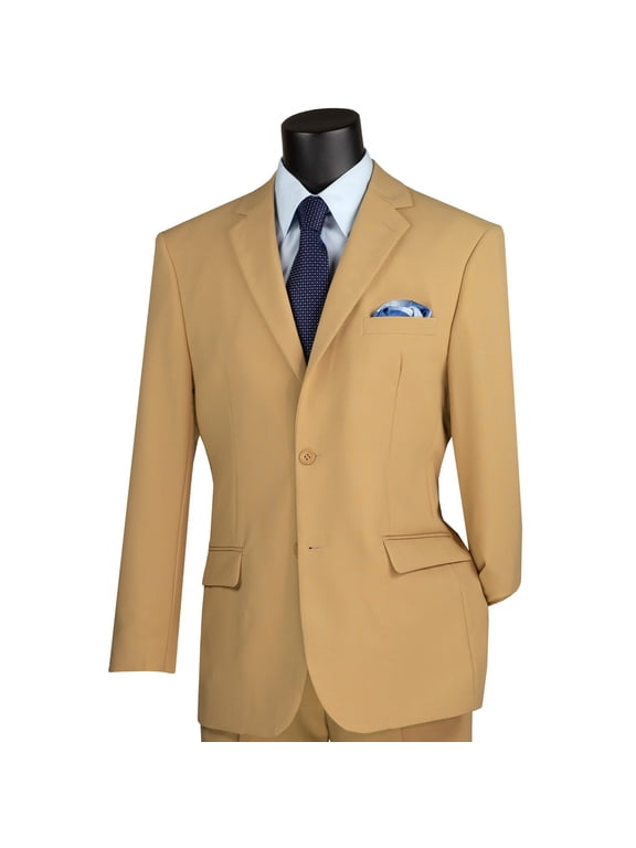 Men's Khaki 2-Button Classic-Fit Poplin Polyester Suit - NEW - 54L (Big & Tall)