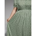 thumbnail image 6 of CurveSoul Plus Size Womens Summe Green Floral Off-Shoulder Split Maxi Dress, 6 of 6
