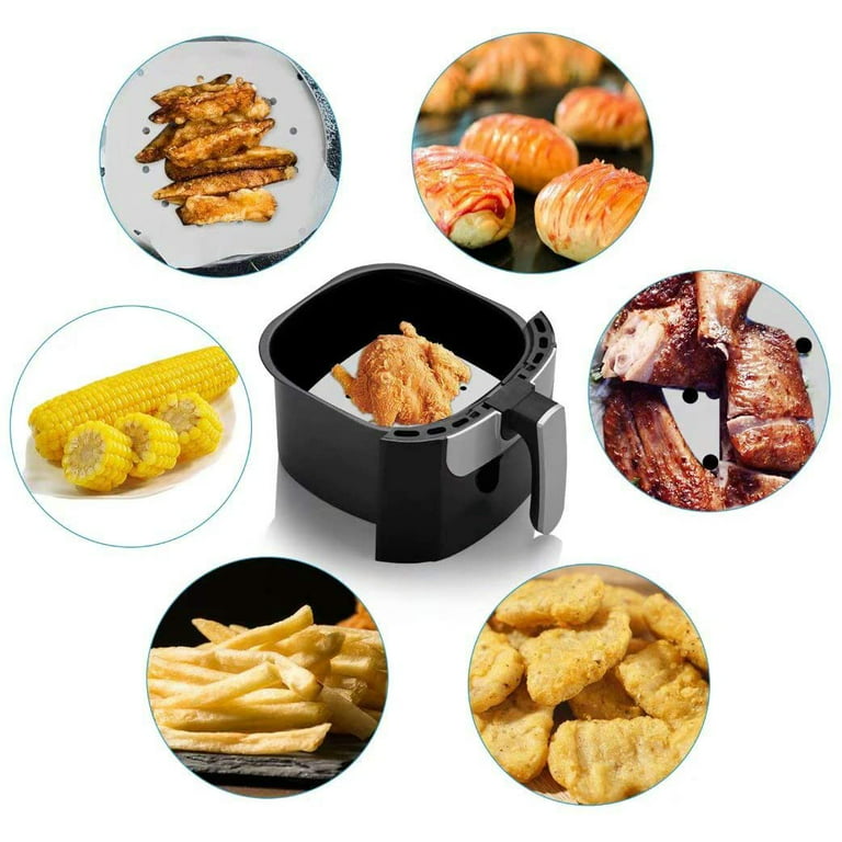 200pcs 9 inch fryer parchment paper liners,perforated parchment paper for air  fryer,ovens & microwaves or bamboo or metal steamers. 