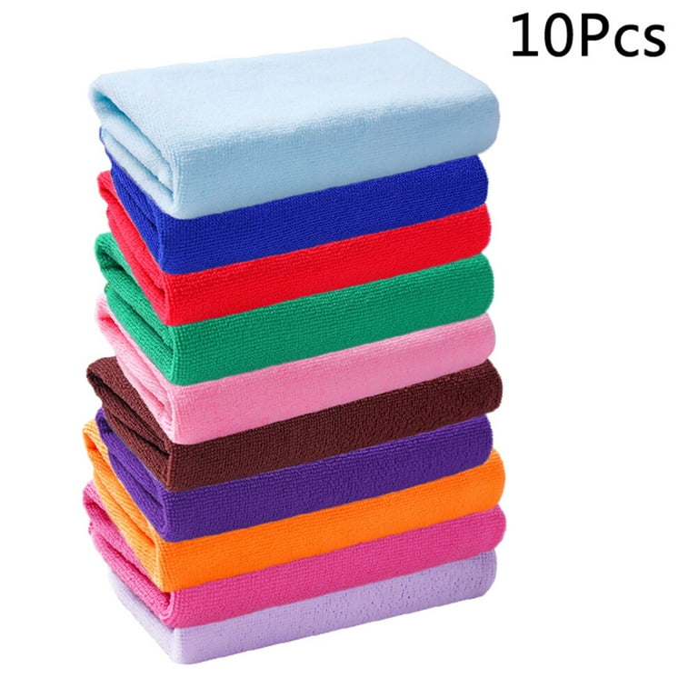 Etereauty 10pcs/pack Microfiber Hand Towels Washcloths in Assorted Color  Fast Dry Cleaning Cloths 20x20cm (Mixed Color)