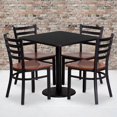 thumbnail image 3 of 30'' Square Black Laminate Table Set with 4 Ladder Back Metal Chairs - Cherry Wood Seat, 3 of 4