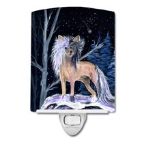 Starry Night Chinese Crested Ceramic Night Light