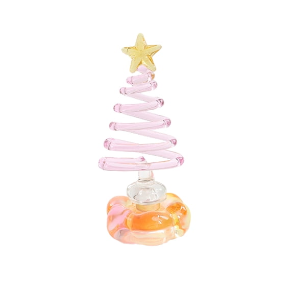 YuanGuangQ Rotating Christmas Tree Ornament, Glass Decorative Figurine for Holiday Home Decor, Festive Tabletop Decor for Party Family Holiday Gifting Option