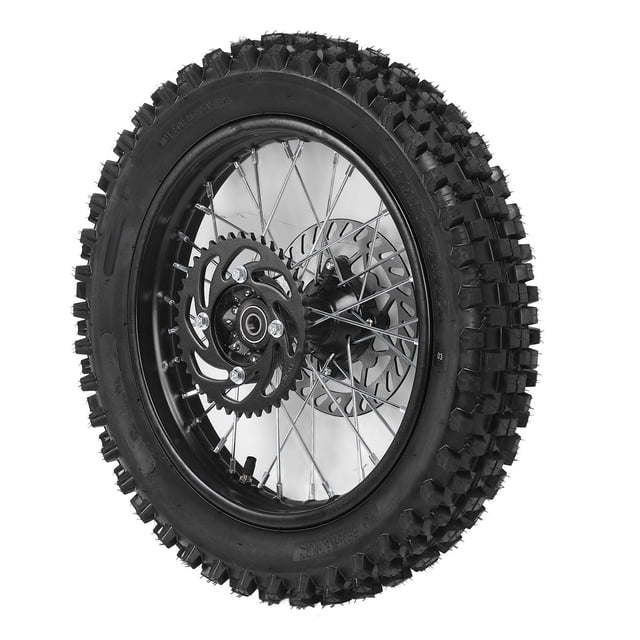 Rear Wheel Rim Tire Replacement, 90/100-14 14 Inch Rear Wheel Rim Tyre Assembly Enhanced Traction 420 41T Sprocket 190mm Brake Rotor 12mm Axle for Motorcycle