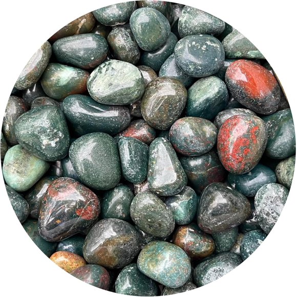 GAF TREASURES Wholesale Bloodstone Tumbled Stones, Polished Natural Bloodstone Gemstone, Bloodstone Polished Rocks (Bloodstone, 0.5 Pound)